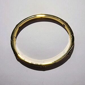 Kate Spade New York Gold-Plated Metal Bangle Bracelet Hinged 2.5in Signed